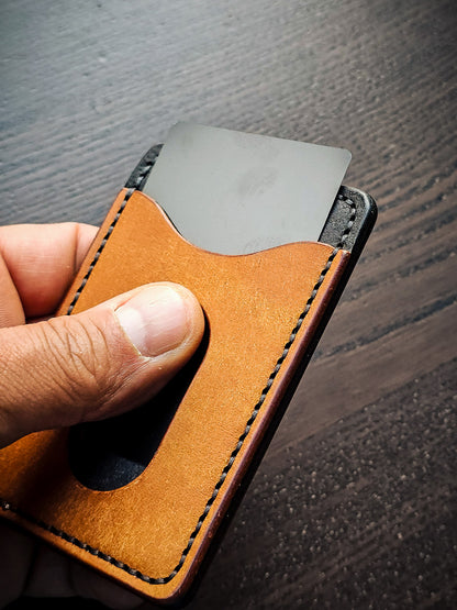 Sidekick leather cardholder demonstrating front card access slot